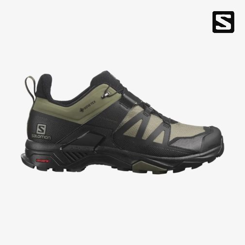 Black / Olive Salomon X Ultra 4 Wide GTX Men's Hiking Shoes | PH 23146F